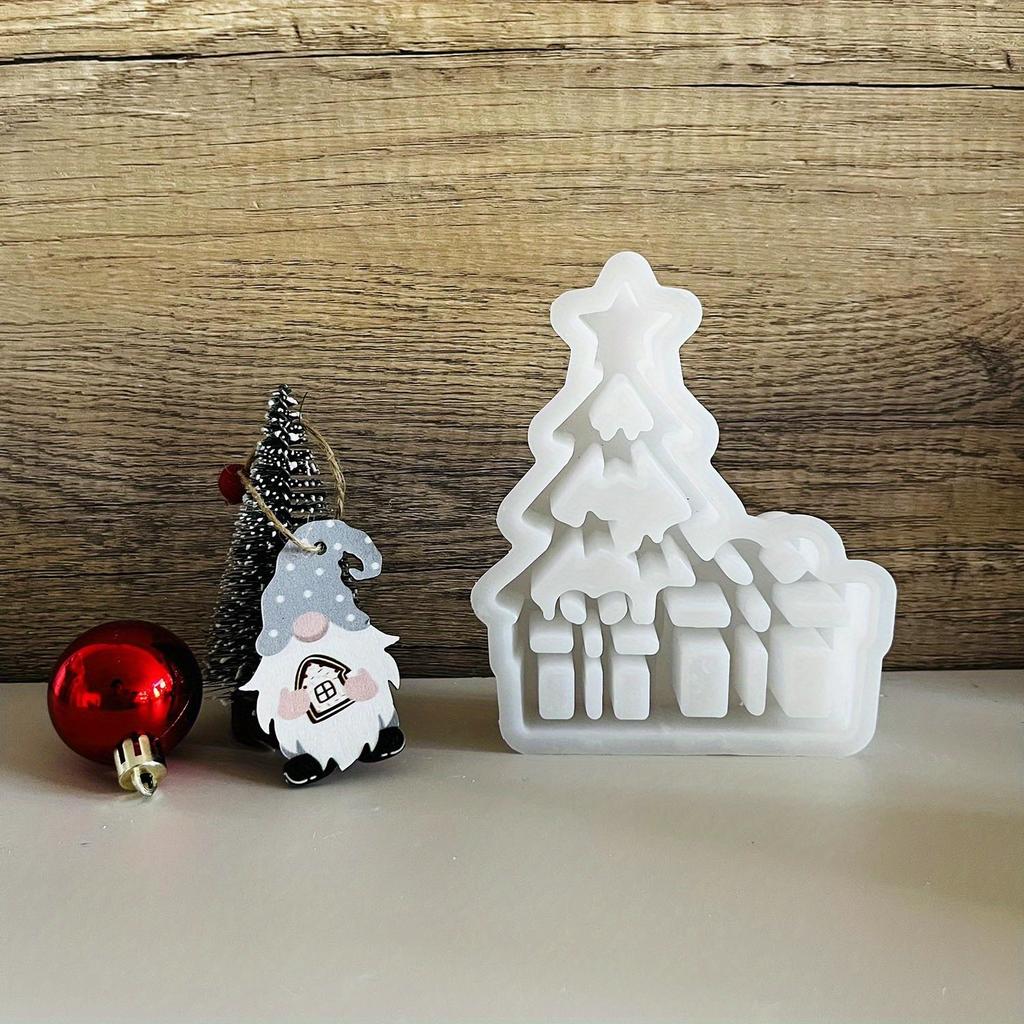New Creative Hollow Gifts Christmas Tree Ornaments Silicone Mold DIY Handmade Christmas Tree Gift Cement Plaster Home Decorative