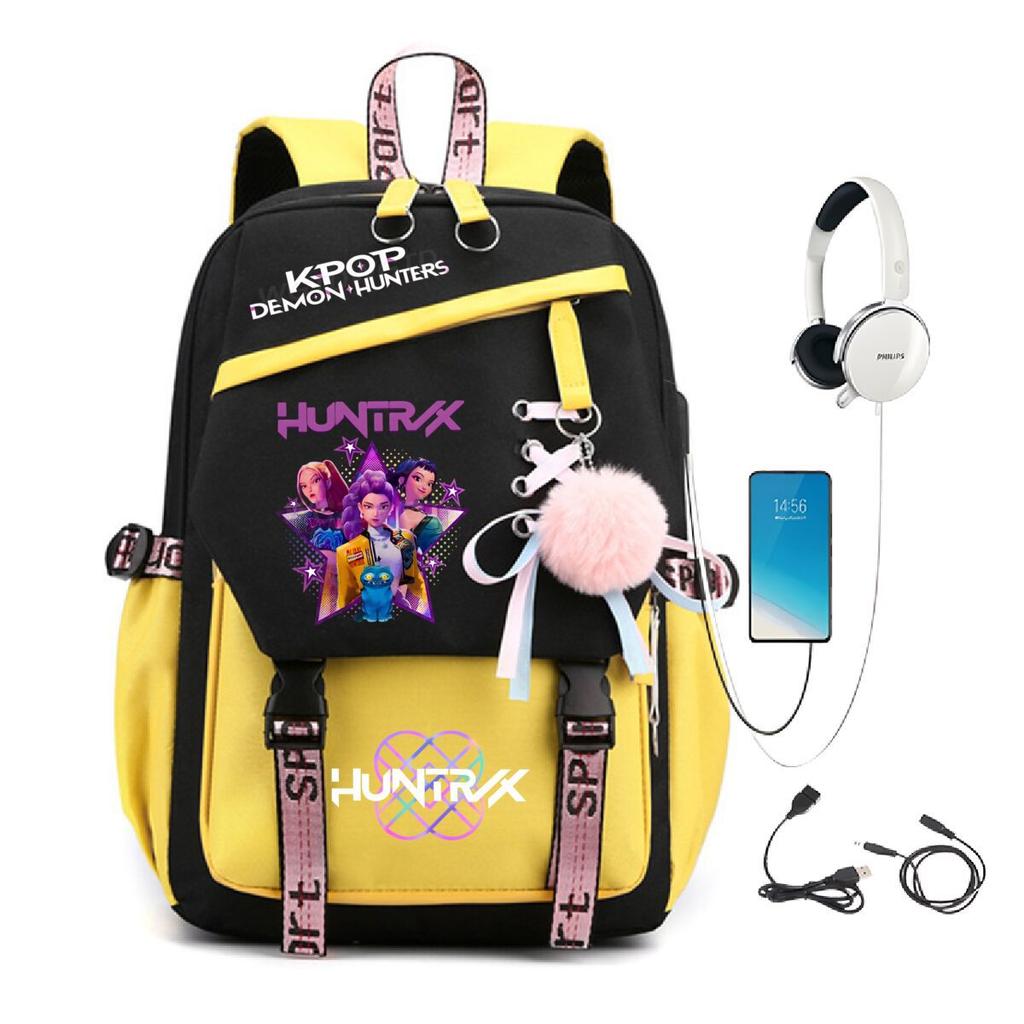 College style ins trend witch hunter Korean version USB multi-function backpack large capacity student bag