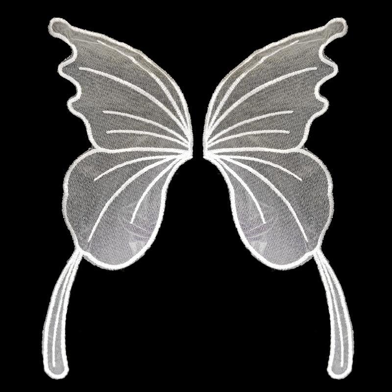 Spitzennetz-Stickerei Schmetterling-Aufkleber Beige zu Blumen transparentes Netz-Bodenstickerei DIY-Spitzenzubehör symmetrische Blumenteile