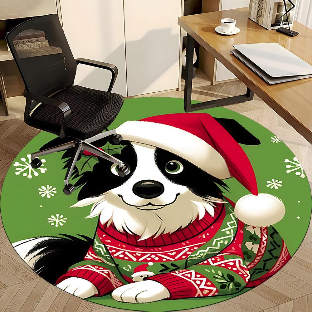 1PC Christmas Pet Office Round Area Rug,  Mat Suitable ForOffice, Under Office Chairs Bedroom Living Room Home Decor, Room Deco