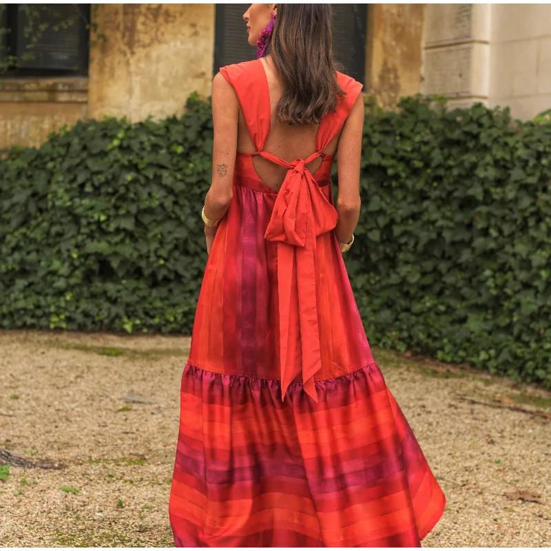 Женское платье-слинг с принтом и бантом — фото 6