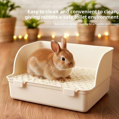 Splash-Proof Rabbit Litter Tray Rectangular Anti-spill Rabbit Training Toilet Detachable Plastic Animal Potty Trainer