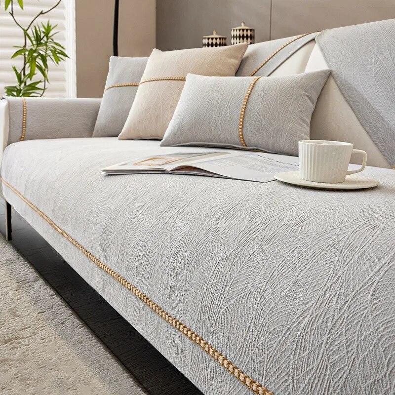 Chenille Sofa Cover Solid Color Four Seasons Universal Sofa Towel Anti-slip Couch Cushion for Living Room Sofas Protector Cover