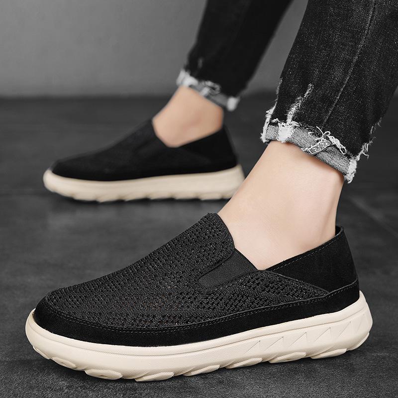 Foreign trade large-size mesh shoes men's new hollowed-out and lightweight one-pedal mesh shoes men's summer breathable mesh men's shoes