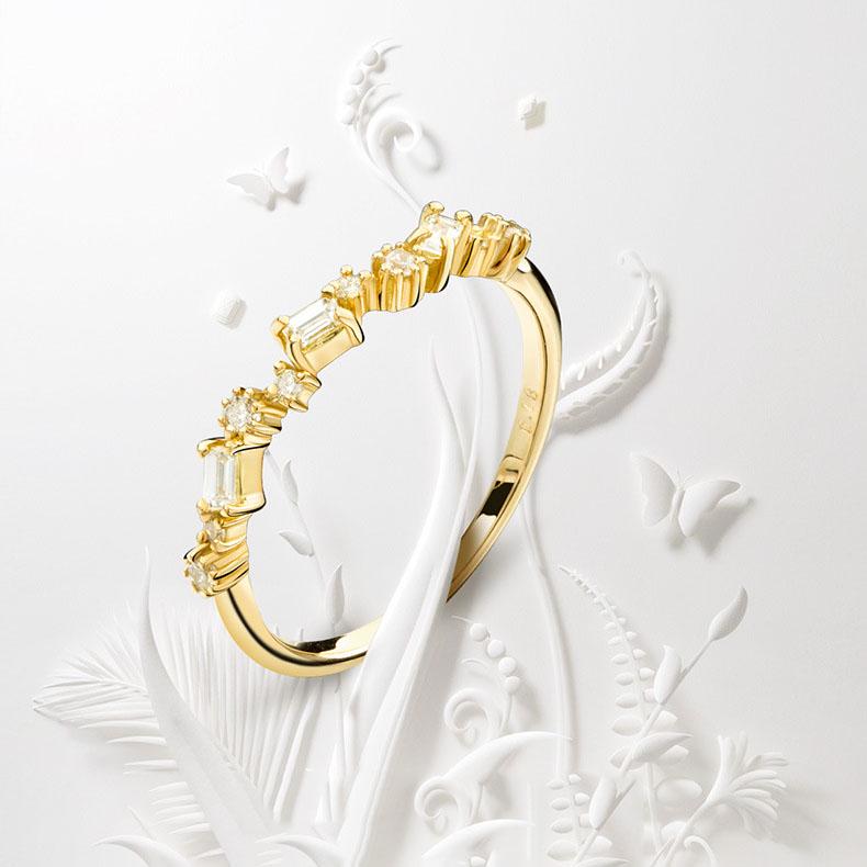 Zircon Geometric Ring Jewelry Women Roundness Copper Material Ornament Finger