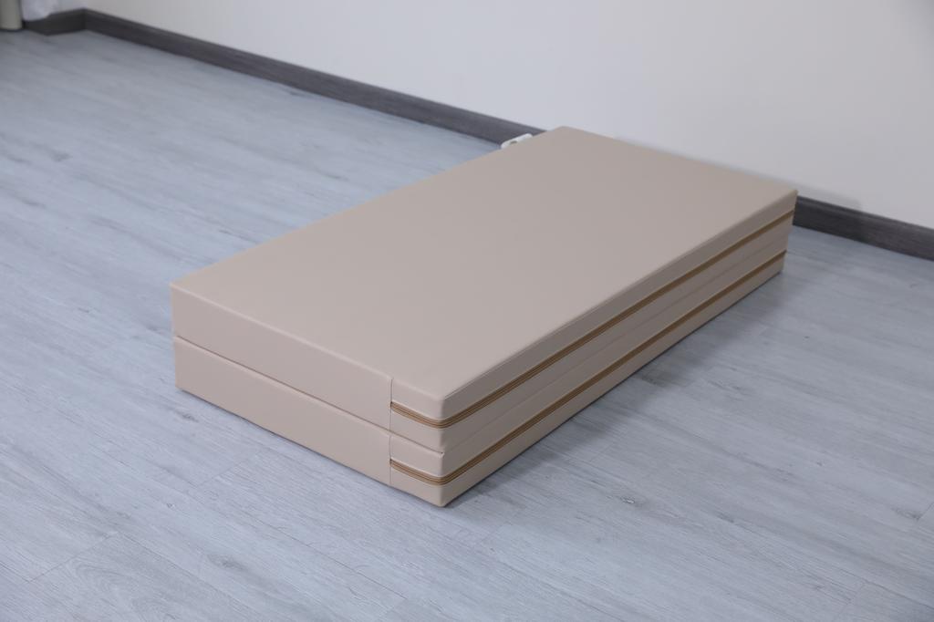 Gymnastic mattress Satellite 120x120x10 cm two-part - beige