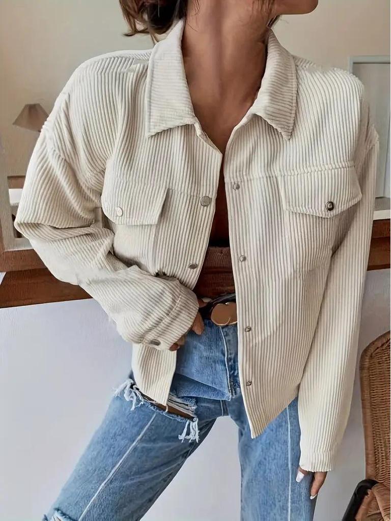 Women's Cross-Border Casual Button-Front Drop Shoulder Jacket for Spring & Autumn