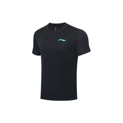 Серія бадмінтону Li Ning Однотонна футболка з круглим вирізом та коротким рукавом Унісекс Топи Чорний AHST347-1