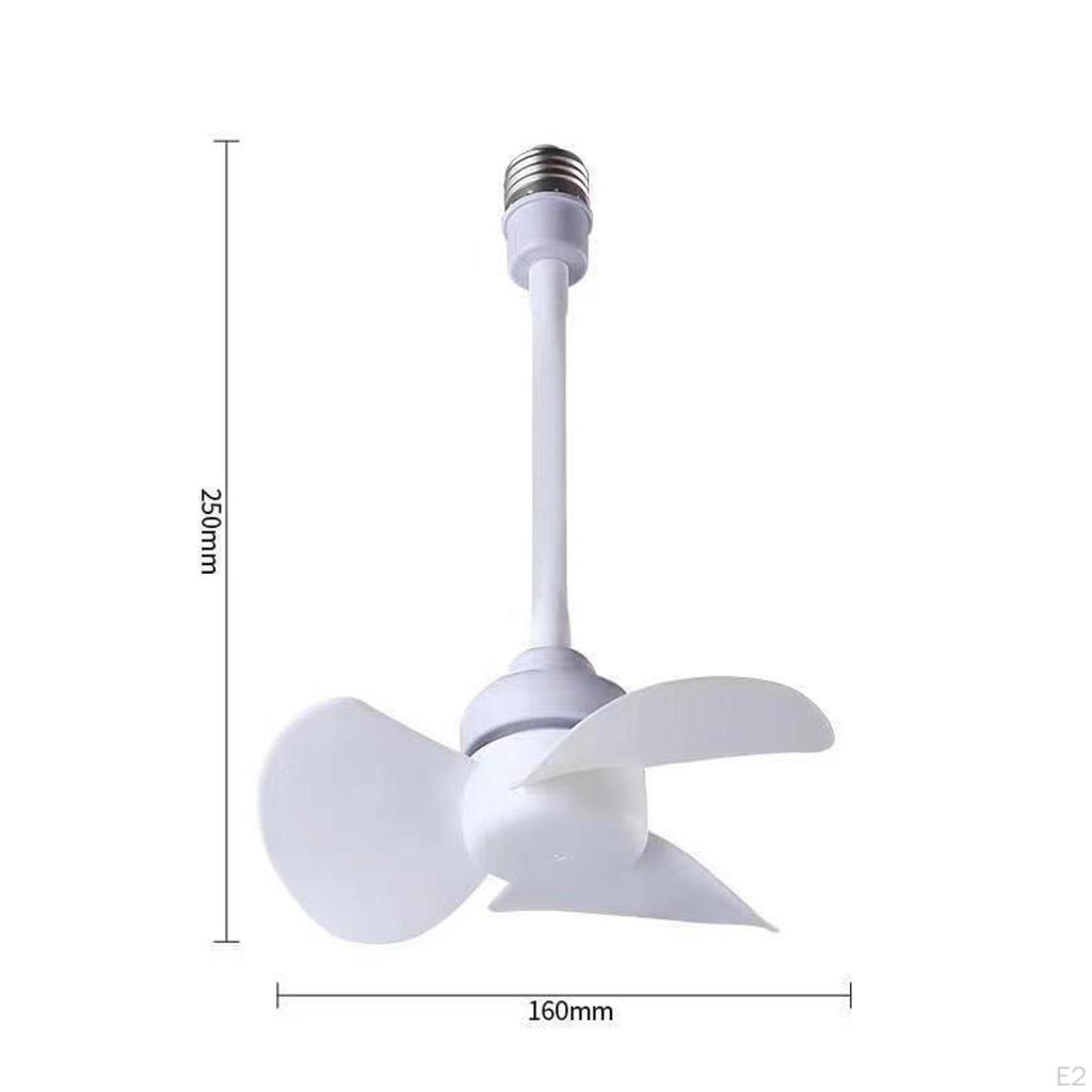 Ceiling Fan No Light E27 Base Versatile 3 Blade Small Creative Socket Screw in
