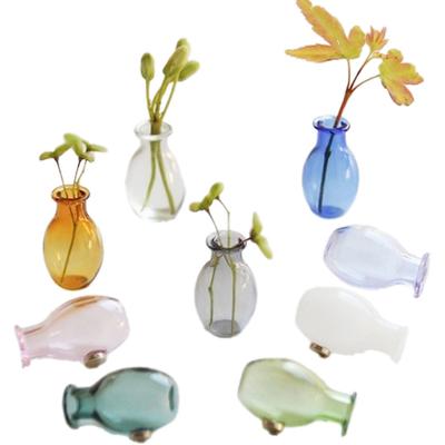 1Pc Cat Whiskers Mini Glass Vases Magnetic Tiny Vases Refrigerator Decor Small Plant Kitchen Office Cat Dog Whisker Holder Gift