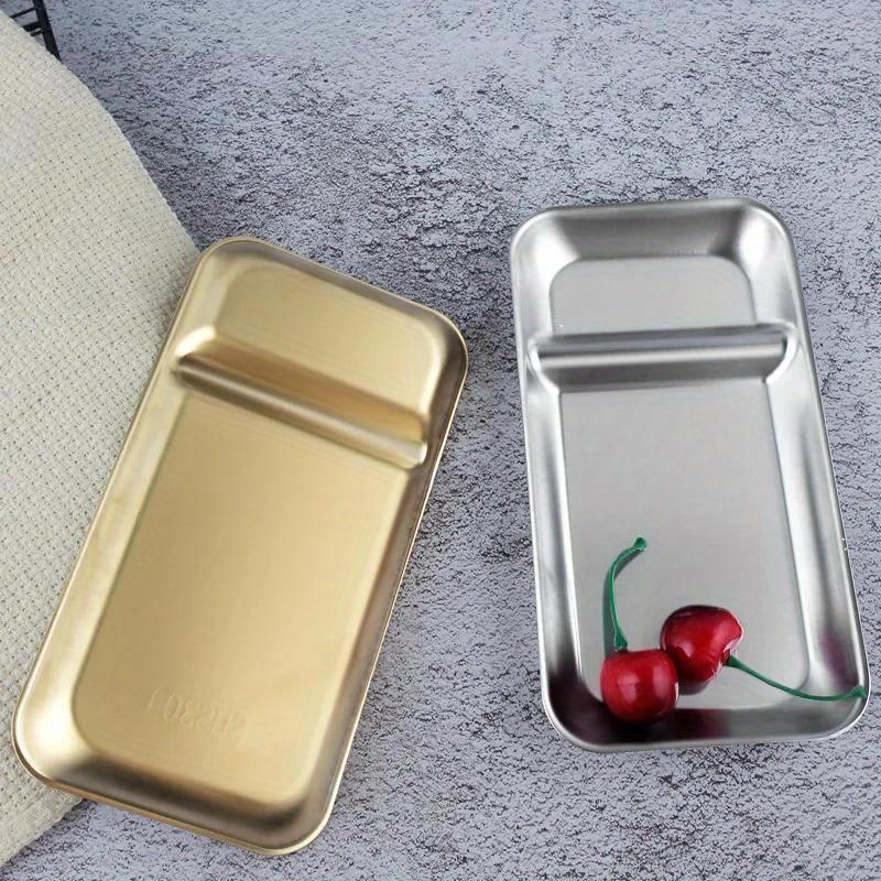 1pc Stainless Steel Food Tray Fruit Snack Serving Plates Tableware Dumpling French Fries Dishes Kitchen Restaurant Utensils