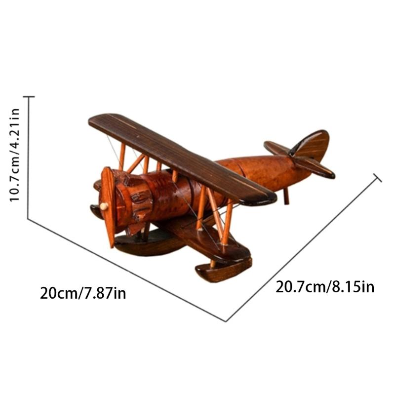 Handmade Wooded Air Plane Model Ornament Living Room Desktop Creative Decoration