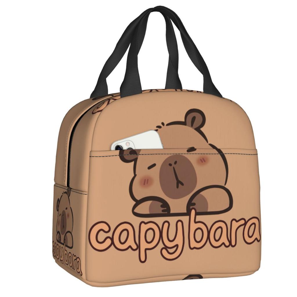 Custom Chilling Capybara Insulated Lunch Bag for Women Portable Cooler Thermal Lunch Box Kids School Children
