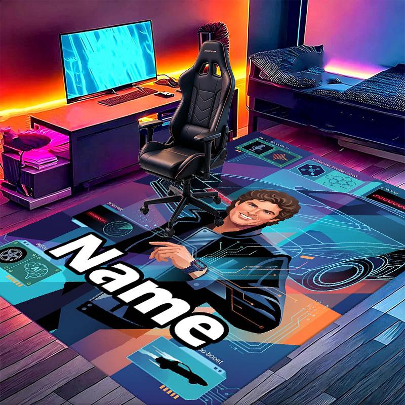 Custom Name Personalized Knight Rider Print Carpet, Versatile Home Decor Rug, for Playroom, Apartment, Balcony, Entryway, Hallway Gift