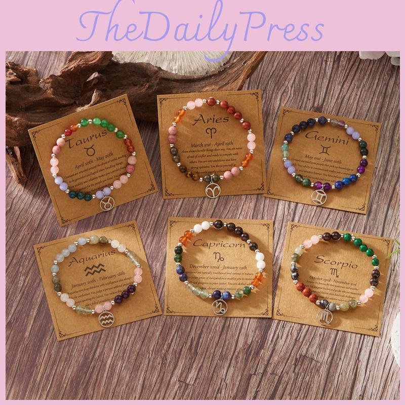 Twelve Constellation Beaded Bracelet With Natural Stones For Women Gift Ideas