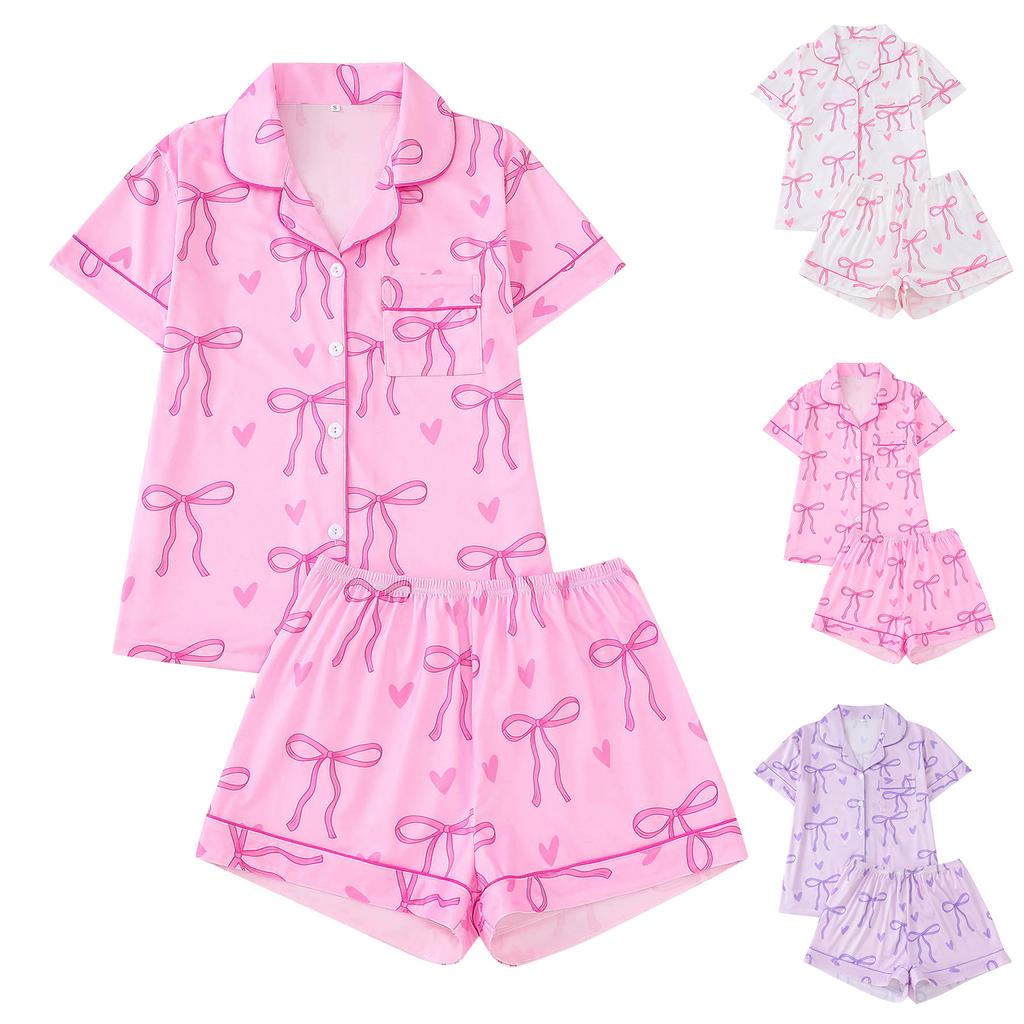 Children's Home Clothes Pajamas Set Short-sleeved Top Shorts Two-piece Set Outer Wear Play Cardigan Clothes