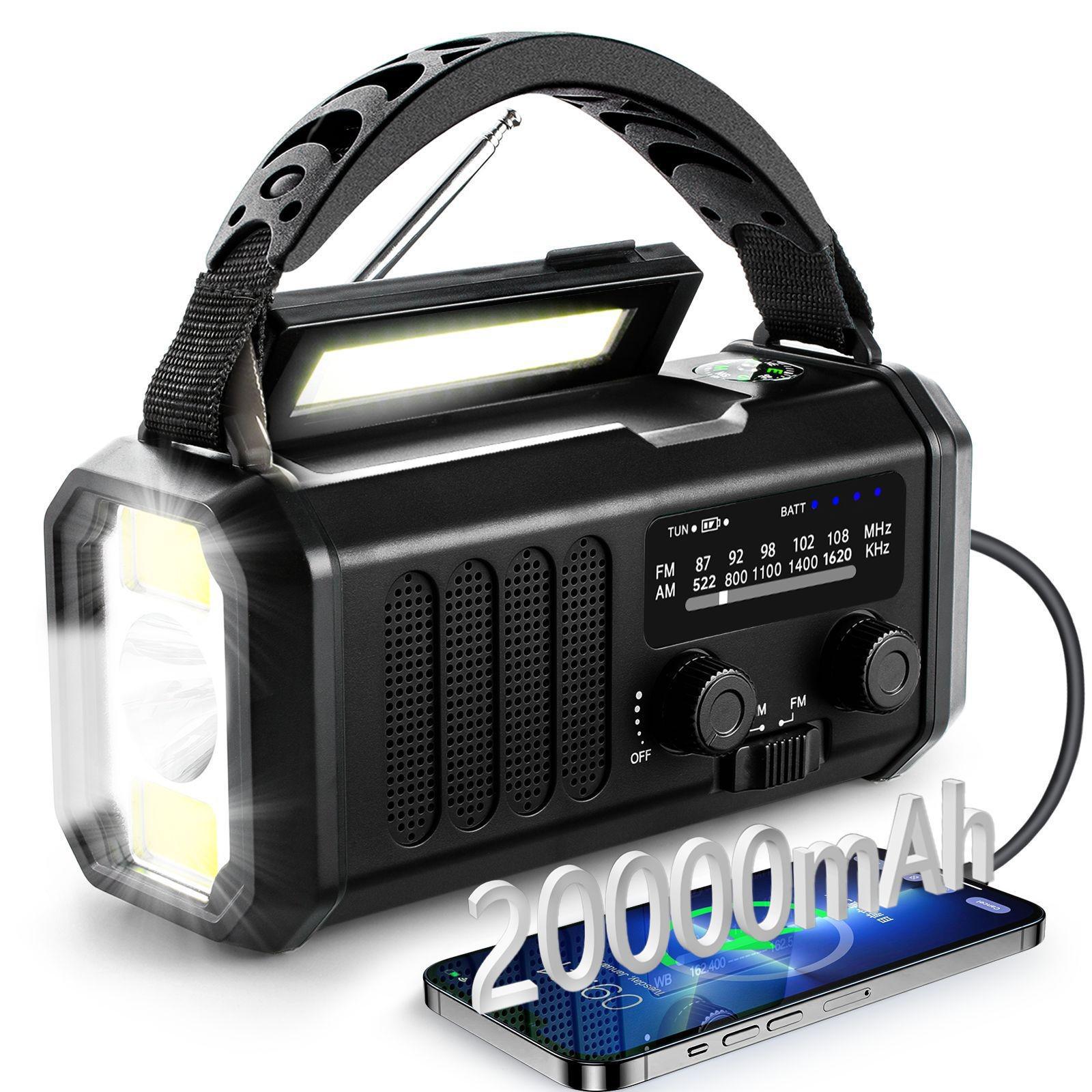 

Upgraded Solar Hand-Crank Multi-Function Emergency Radio with 20000mAh Power Euro Version AM/FM