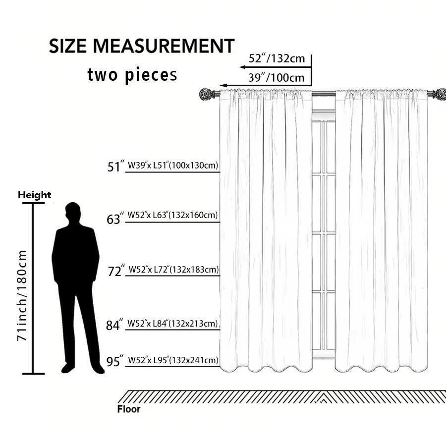 2PCS Sheer Curtains, Blue and Green, Peacock and Floral Pattern, Suitable for Bedroom and Living Room, Rod Pocket Style