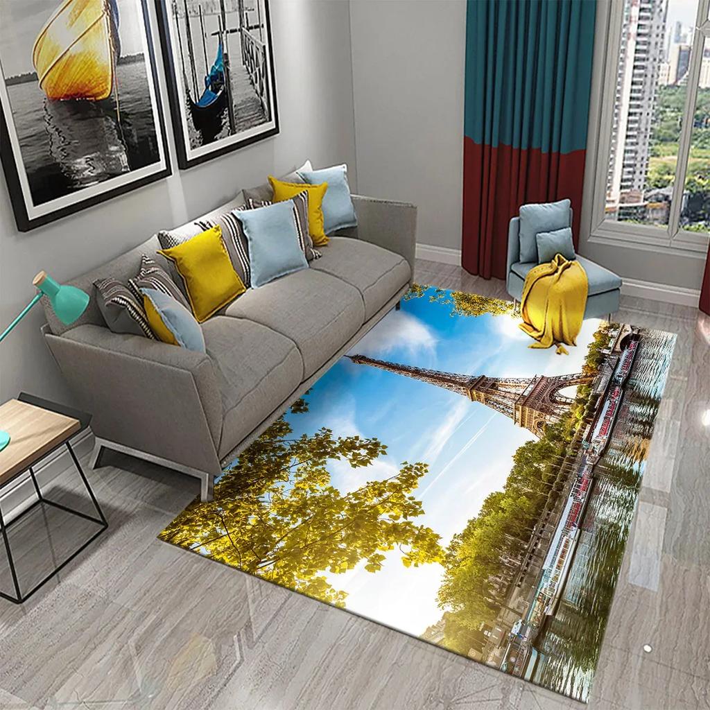 Eiffel Tower Rug Paris France Carpet World Famous Buildings Floor Carpets Bedroom Living Room Decor Area Rugs Door Mat Yoga Mats