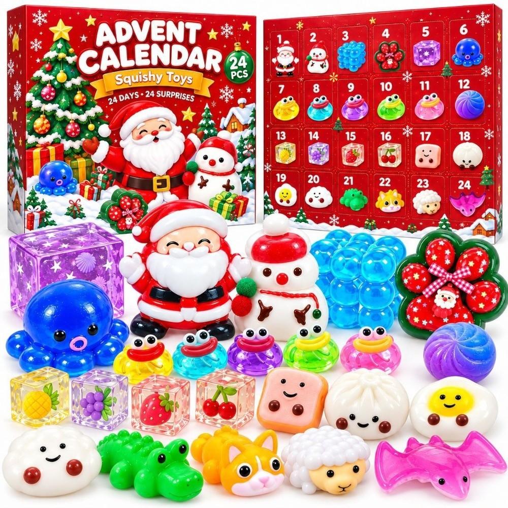 24Pcs Countdown Calendar Christmas Fidget Toy Set Christmas Toy Slow Rising Squeeze Toy Holiday