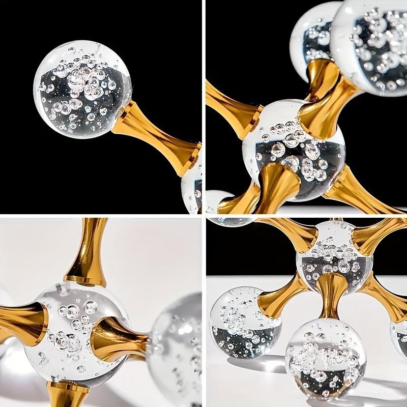 1pcs Geometric Crystal Stone Molecule Desktop Decor Modern Minimalist Cross-Shaped Metal Crystal Ball Home Tabletop Ornament