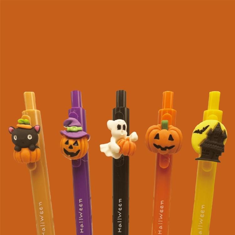 5Pcs Halloween Retractable Gel Pen School Stationery Supplies for Women Student Writing Noting Journaling