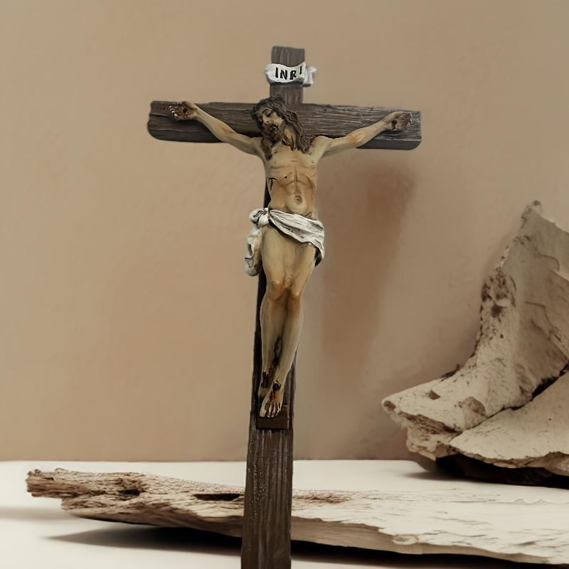 Traditional Cross Wall Hanging - Resin Statue of The Cross - Suitable for Christmas, Easter, and New Year Seasonal Religious Home Decorations