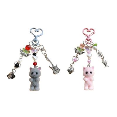 Trendy Cat Handbag Keychain Pendant Stylish Feline Keyring Plush Bag Hanging Decoration for Cat Lovers' Accessories