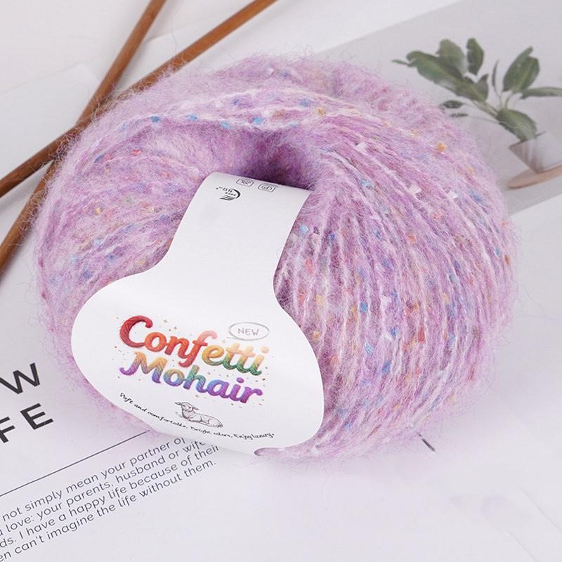 1Roll Yarn Weaving Colored-dot DIY Mohair Yarn Multi-purpose Scarf Yarn Cloth Yarn Bold Line