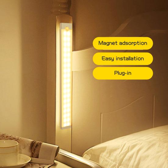 Luce LED per armadio senza fili, luce soffusa, senza sfarfallio, ampio angolo di rilevamento, luce con sensore di movimento ricaricabile, lampada da comodino