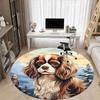 1 Stück Winterberge Hund Büro Runder Teppich, Matte Geeignet für Büro, Unter Bürostühlen Schlafzimmer Wohnzimmer Heimdekoration, Zimmer Deko