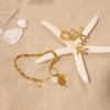 Elegant Shell Fishbone Conch Pendant Bracelet Adjustable OT Clasp For Beach Vacation Jewelry Gift Stainless Steel