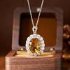 Large Carat Natural Amethyst & Citrine Millennial Cut Necklace In S925 Sterling Silver