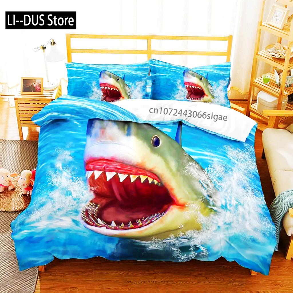 Comforter Shark Types Of Sharks Pattern Bedclothes Double Queen King Size Polyester Bedding Set
