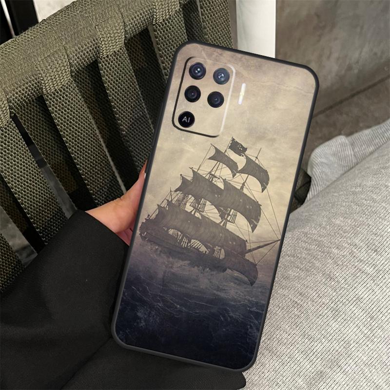 Sailing Pirate Ship Case For Oppo A78 A98 A80 A40 A60 A18 A38 A58 A15 A17 A77 A74 A94 A54 A57S A16 A76 A96 Cover