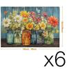 Rustic Daisy Placemats Vintage Flower Vases Wood Grain Linen Table Mats 30x45cm Summer Floral Wooden Board Farmhouse Washable