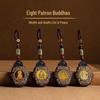 Ebony Nepal Eight Guardian Gods Keychain Pendant - Retro Buddha Jewelry Gift for Men and Women
