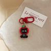 Cute Christmas Resin Keychain Bag Pendant Cartoon Apple Cat Backpack Charms Keyring Bag Accessories Holiday Party Key Chain Gift