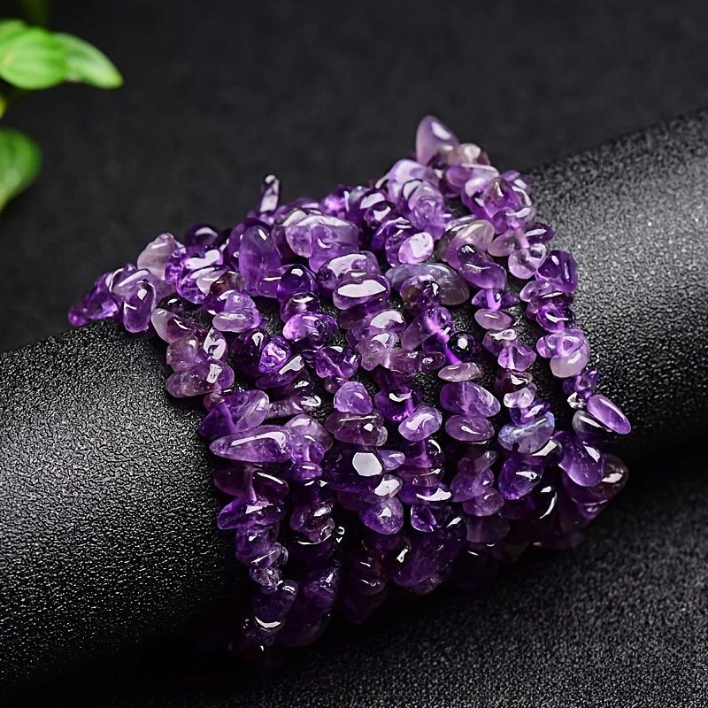 Natural Chip Stone Beaded Bracelet Irregular Crystal Gravel Stretch Bracelet Fashion Jewelry for Women Multiple Colors Available
