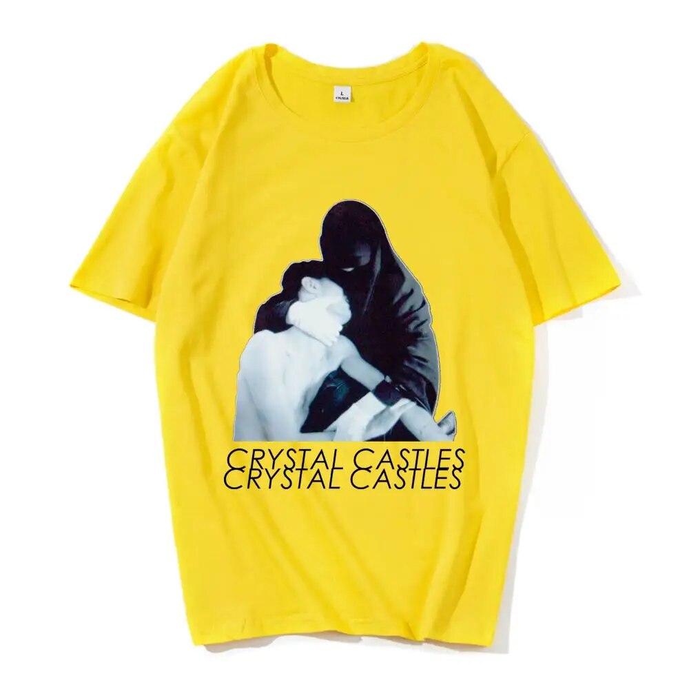 High Quality Cotton EU Size Crystal Castles T Shirt Unisex Vintage Funny T-shirt Harajuku Hip Hop Streetwear Unisex Top Tshirt Male Unisex