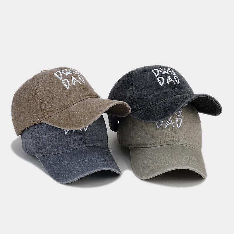 New DOG DAD Embroidered Baseball Cap Men's Pure Cotton Washed Cap Outdoor Casual Sun Hat