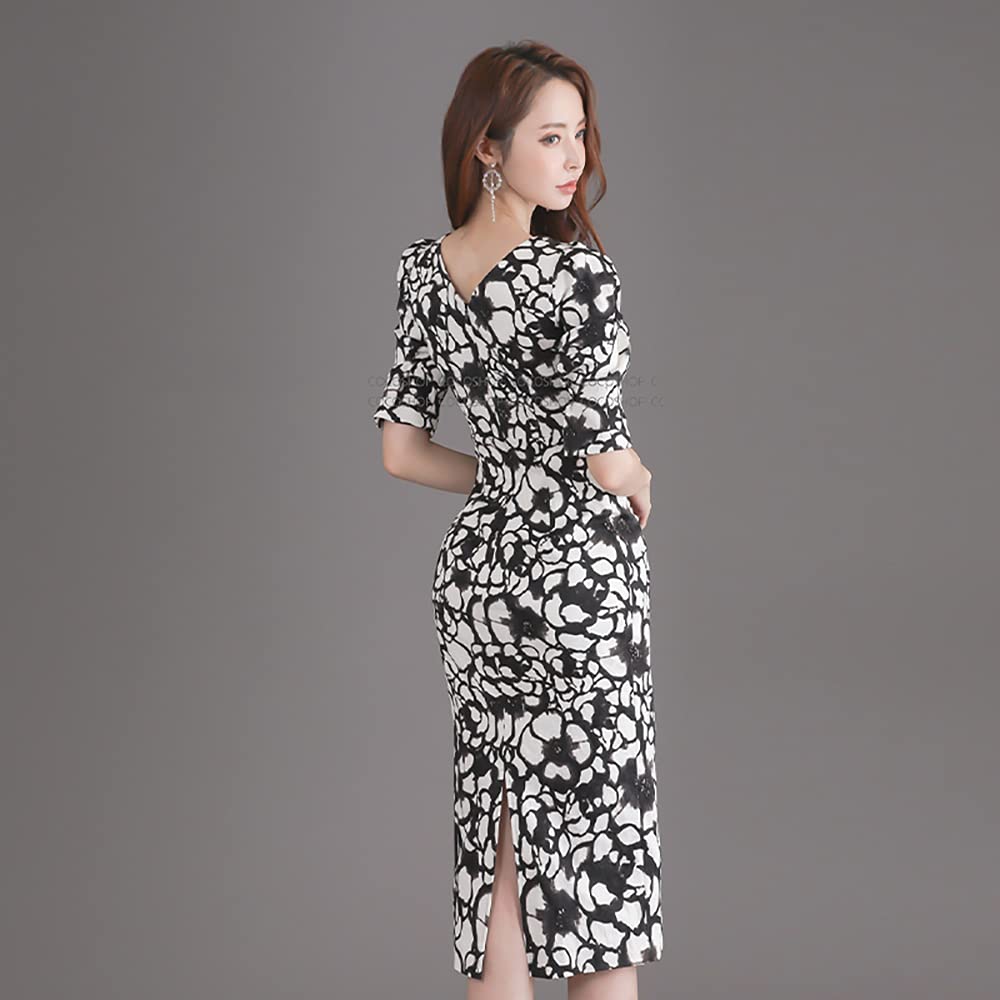 Village Tight Floral Print Sheath Short Sleeve Party Cabaret Summer Beautiful Neat and Beautiful Sexy Suitable for and Everyday 1018 H&T Women's