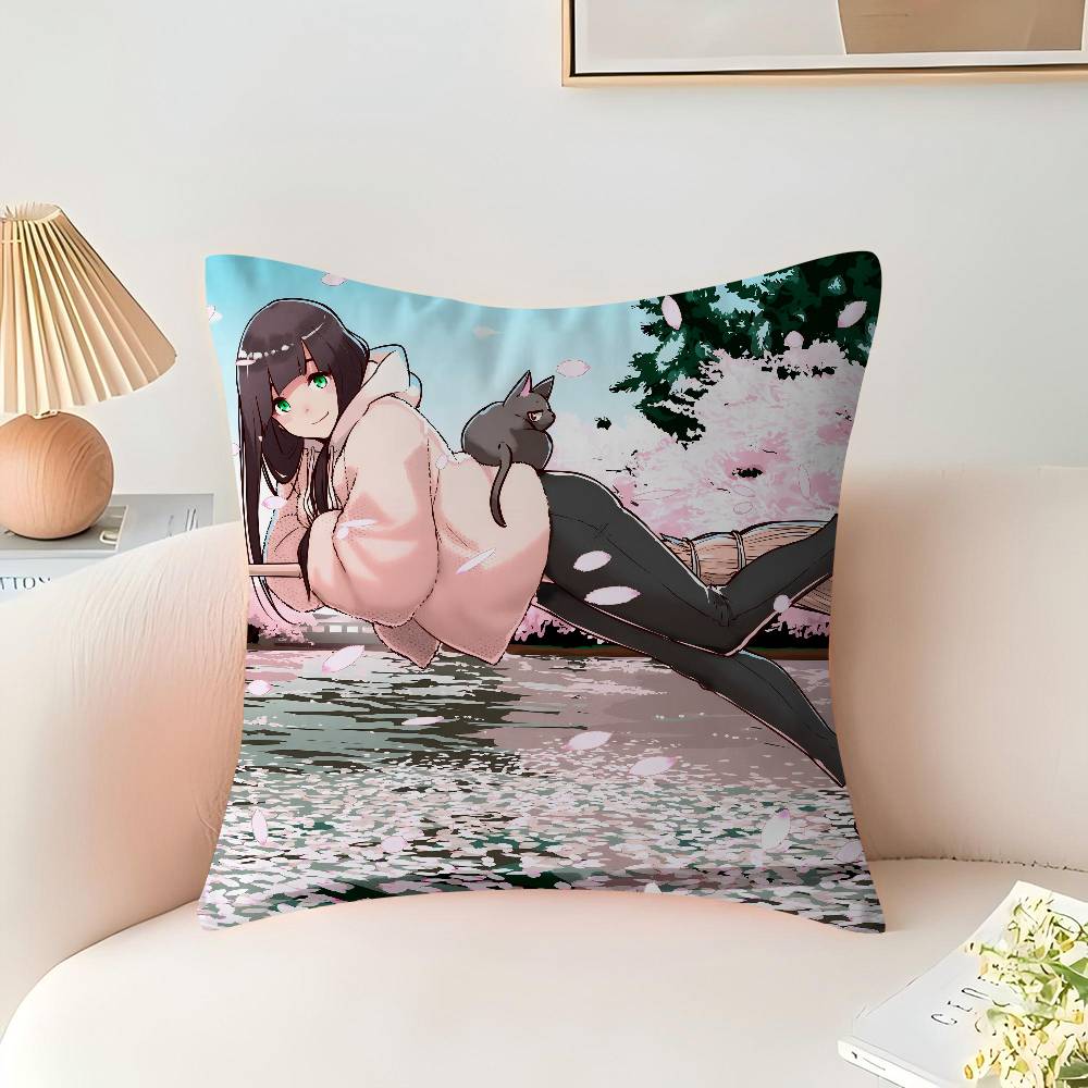 Flying Witch Personalized Pillow Dust Cover Bedroom Kids Party Decoration Pillowcase Birthday Children Gift