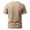 Men's Waffle Knit Henley T Shirts Short Sleeve Casual Solid Color Summer Basic Tee Tops