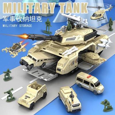 Carro de Brinquedo Tanque Simulação de Guerra Base Militar Pode ser Armazenado Conjunto de Carro e Avião Menino Crianças Montado Modelo Educacional Brinquedos Presente