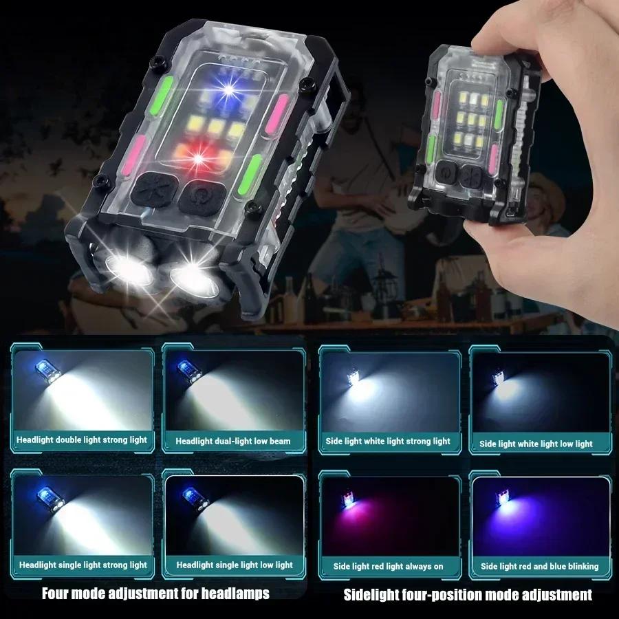 Multifunctional Mini COB Flashlight Tye C Rechargeable Outdoor LED Portable Torch with Clip Light Magnetic Camping Warning Lamp