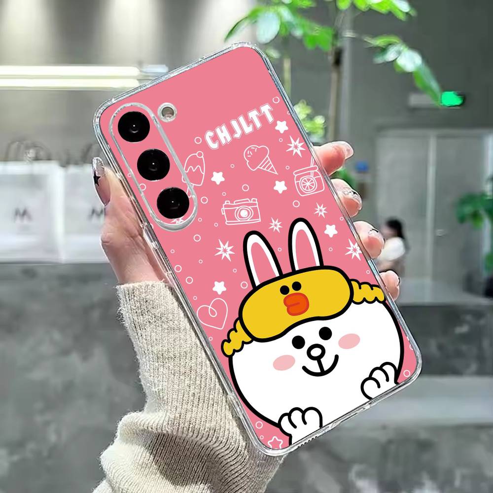 Cartoon L-LINE F-Friends Brown Phone Case For Samsung Galaxy A91,80,73,72 ,71,53,52,32 ,31,22,21s,20,Transparent Case