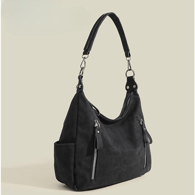 

IELGY Женская большая вместительная универсальная винтажная матовая текстурированная сумка через плечо для поездок на работу чёрный