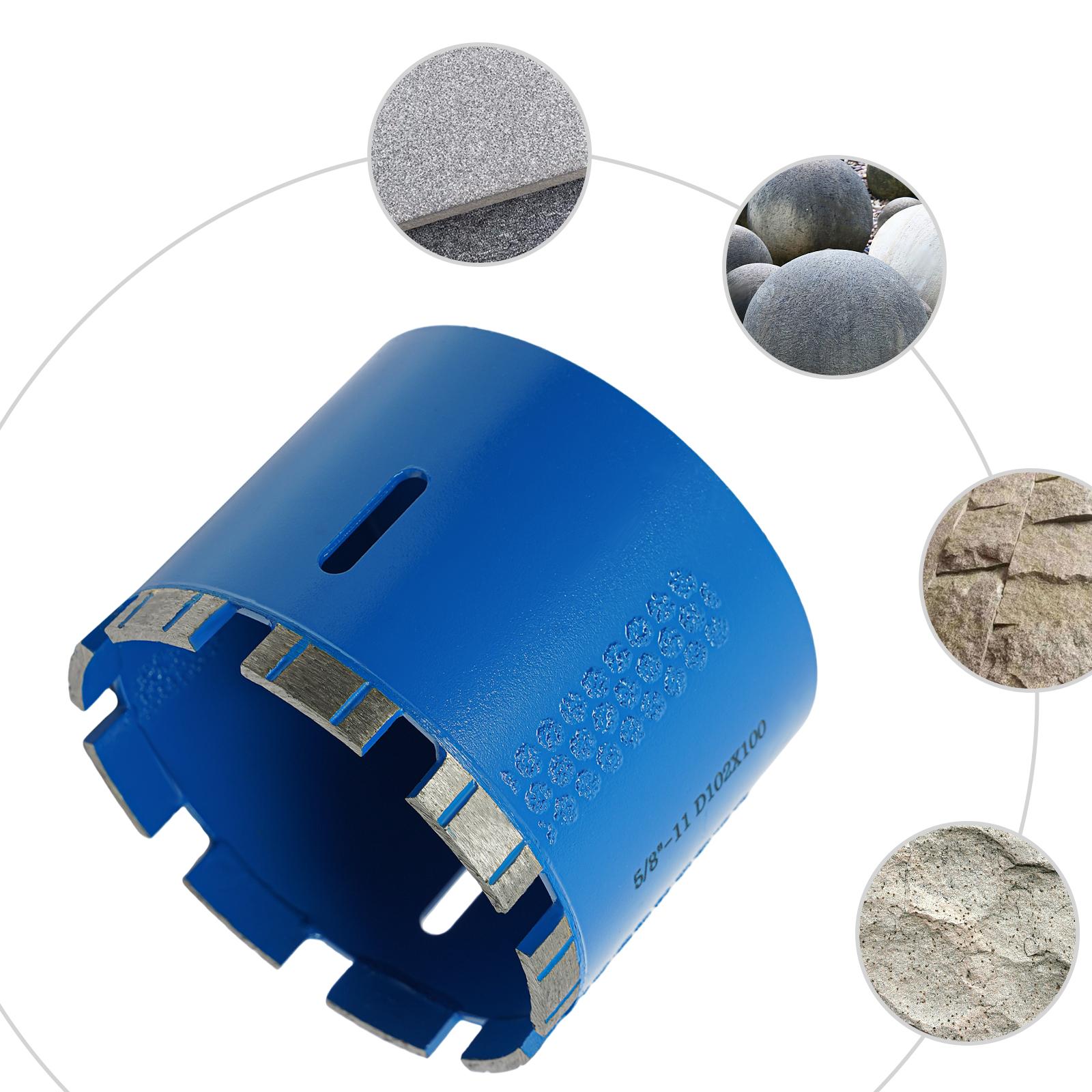 

Алмазне свердло Blue Diamond, алмазне свердло з різьбою 5/8-11 102 мм для граніту, кварцового каменю синій