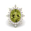 15X12mm Oval Peridot 925 Sterling Silver Gold Vermeil Solitaire Accents Cocktail Women Wedding Ring